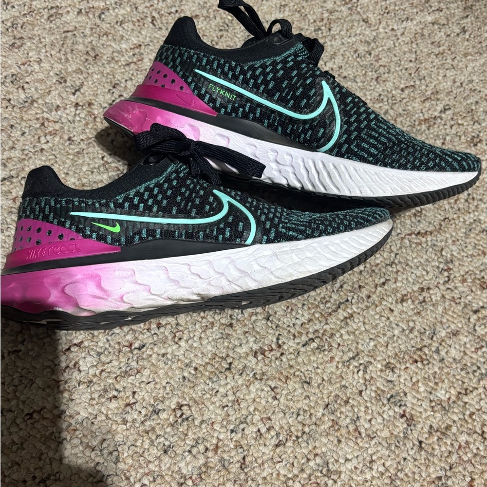 Nike Women's Sneakers - Black, Pink, and Mint